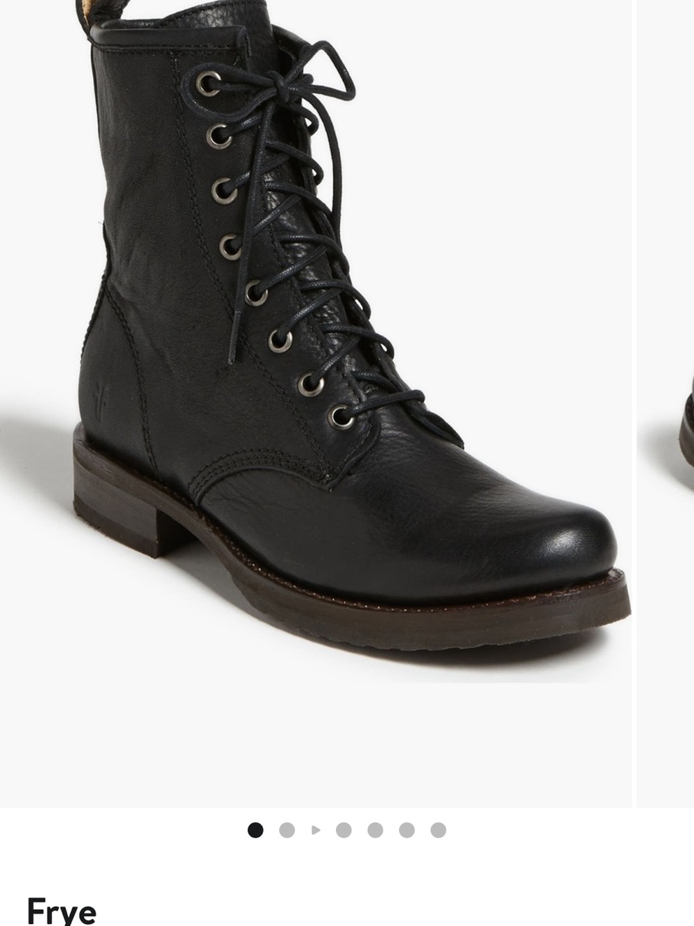 Frye Black Leather Lace-Up Combat Boot - Women's